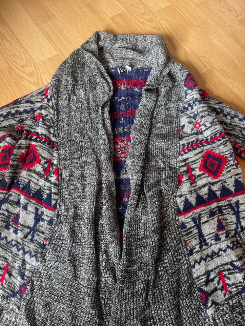 Roxy Aztec Print Oversized Knit Open Draped Cardigan Sweater Size Small - Picture 5 of 9